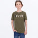 FXR Youth Mitered Premium T-Shirt - Army/Stone, front view