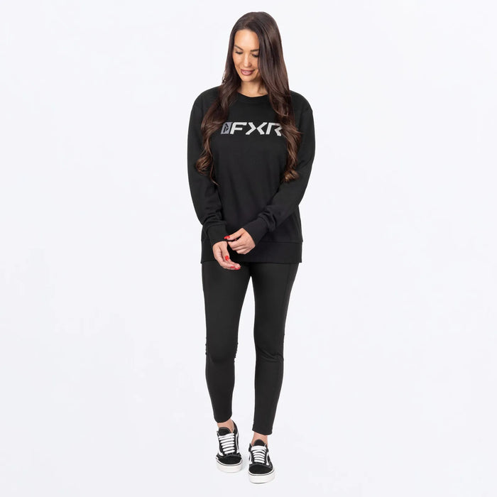 FXR Womens Mitered Cotton Crewneck Sweatshirt - Black/Grey, view 3