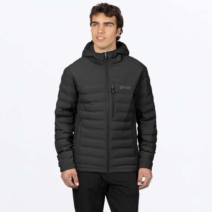 FXR Mens Podium Windproof Quilted Jacket - Black, front view