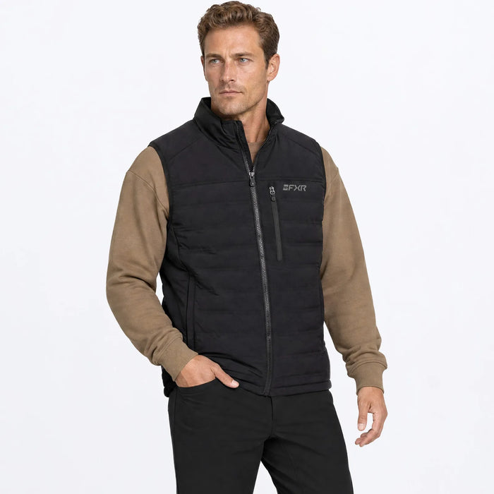 FXR Mens Podium Windproof Quilted Vest - Black, front view