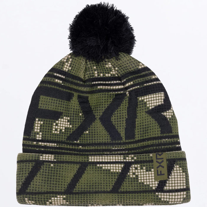 FXR Expedition Wool Beanie - Moss Shift Cover/Black, front view