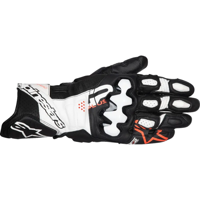 Alpinestars Mens GP Plus R V3 Leather Gloves - Black/White/Fluo Red - Front