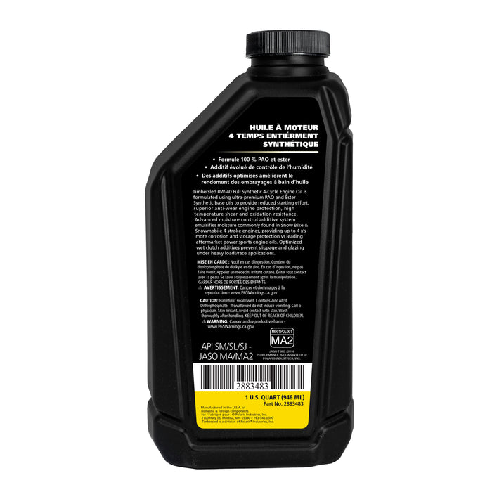 Polaris Timbersled 0W-40 Full Synthetic Engine Oil (1 QT)