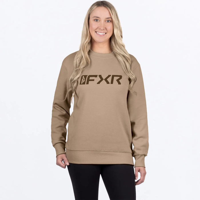 FXR Womens Mitered Cotton Crewneck Sweatshirt - Canvas/D.Cedar, view 2