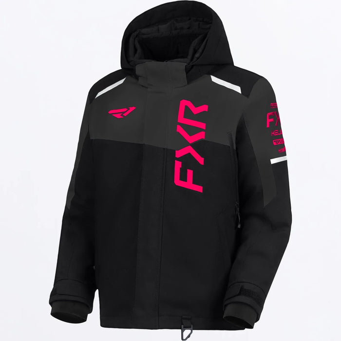FXR Youth Helium Jacket 2027 - Black/Asphalt/Razz, front view