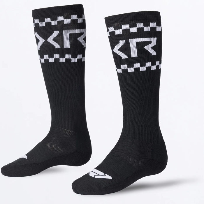 FXR Moto Sock - Black/White, front view
