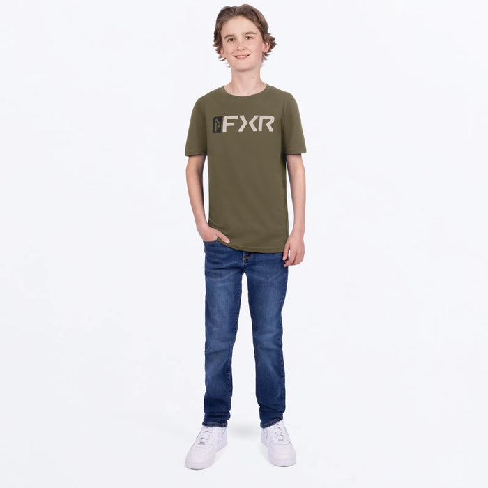FXR Youth Mitered Premium T-Shirt - Army/Stone, view 3
