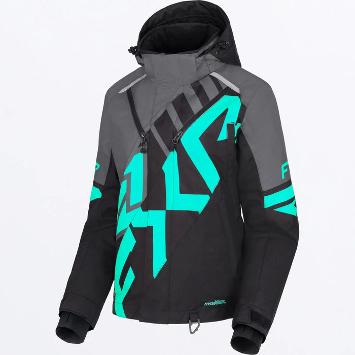 FXR Womens Cold Cross CX Jacket - Black/Char/Mint, front view