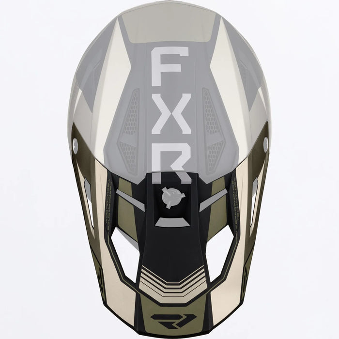 FXR Apex Snow Helmet Peak - Stone/Moss, front view