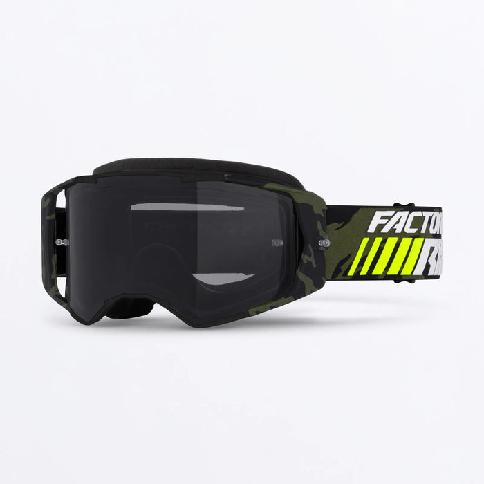 FXR Factory Ride MX Goggle - Army Camo/HiVis, front view