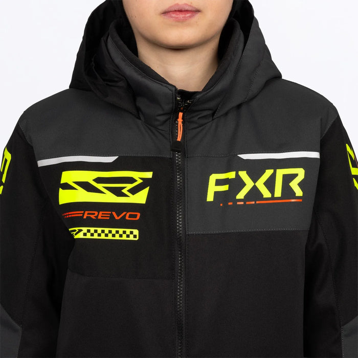 FXR Youth Revo Monosuit - Black/HiVis/Org, view 4