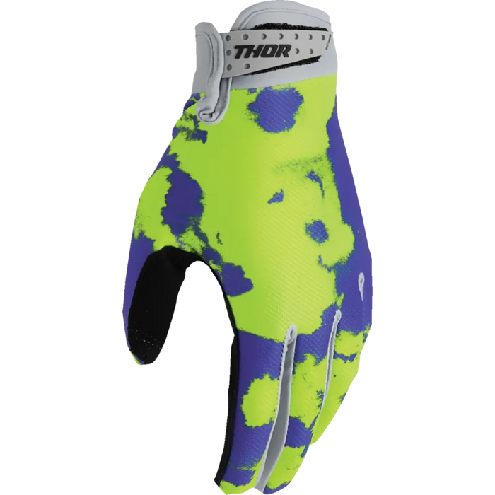 Thor Youth Launchmode Gloves - Bleach Gray/Acid - Front