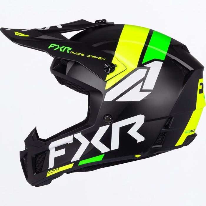 FXR Youth Clutch MX Helmet - HiVis/Lime, view 2