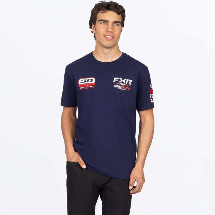 FXR Mens Race Division Premium T-Shirt - Navy/Red, front view