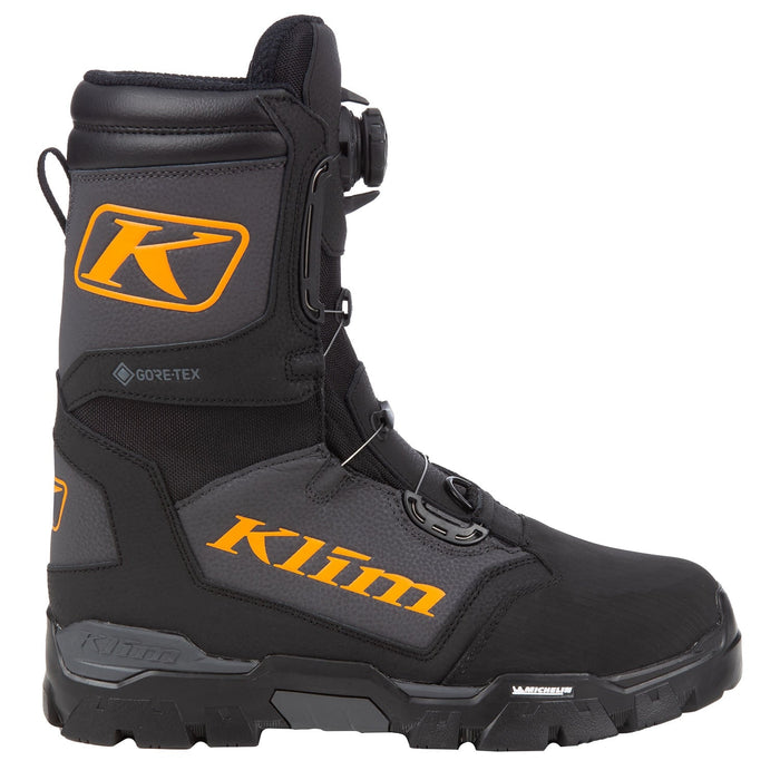 Klim Mens Klutch GTX BOA Boot - Non-Current - Asphalt - Strike Orange, front view