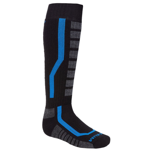 Klim Mens Aggressor Sock 2.0 - Black - Electric Blue Lemonade, front view