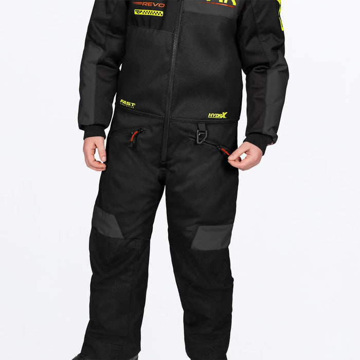 FXR Child Revo Monosuit - Black/HiVis/Org, view 3