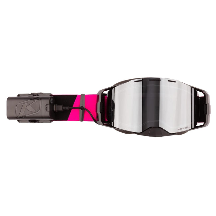 Klim Edge eFire Heated Goggle - Slope Pink Glo Dark Smoke Silver Mirror, front view