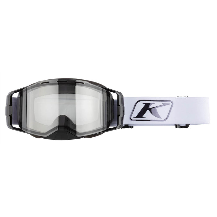 Klim Edge Snow Goggle - Focus White Black Chrome Photochromic 2.0+ Clear to Smoke, front view