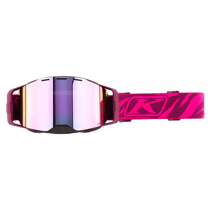 Klim Edge Snow Goggle - Zebra Pink Glo Dark Smoke Pink Mirror, front view
