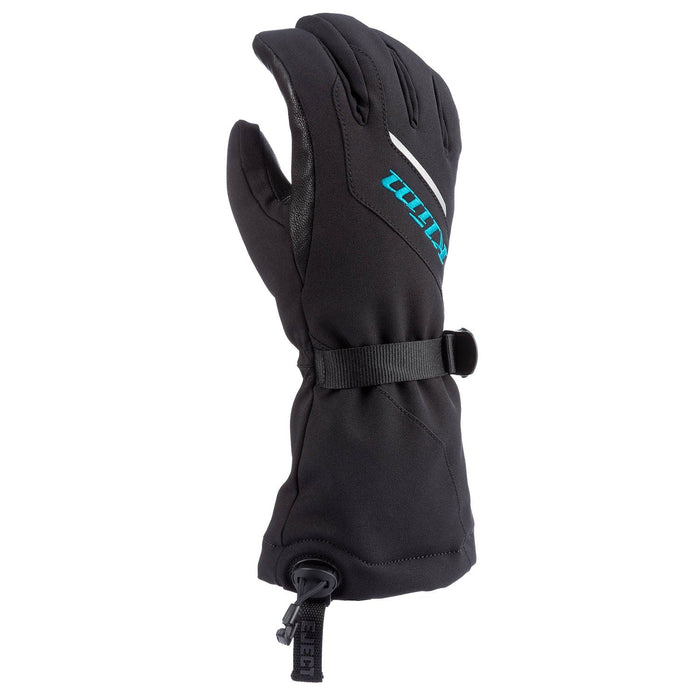 Klim Womens Ember Gauntlet Glove - Non-Current - Black - Arctic Teal, front view