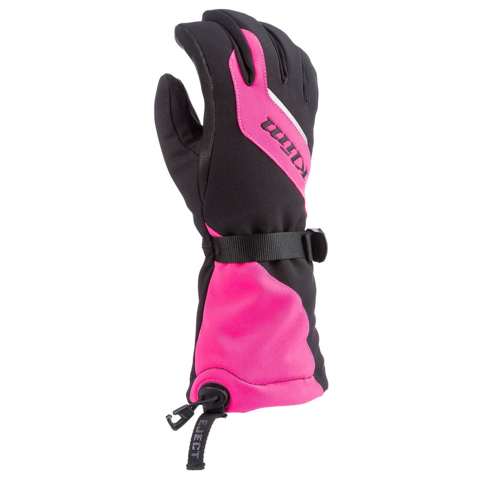 Klim Womens Ember Gauntlet Glove - Pink Glo - Black, front view