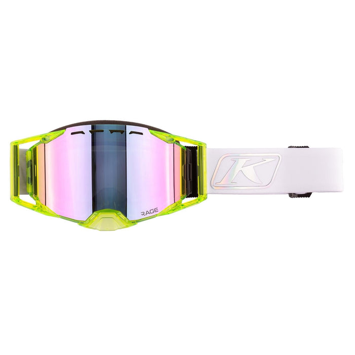 Klim Rage Snow Goggle - Foundation Hi-Vis Dark Smoke Pink Mirror, front view