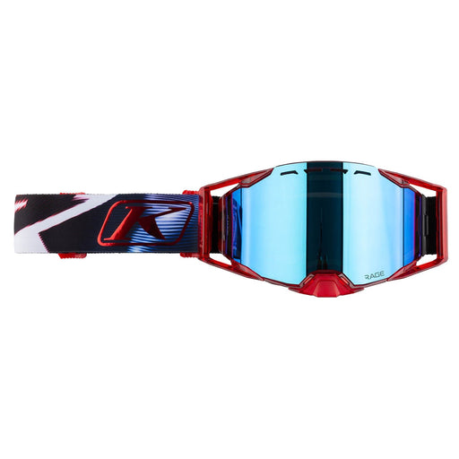 Klim Rage Snow Goggle - Phase Red Dark Smoke Blue Mirror, front view