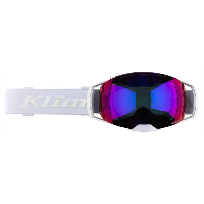 Klim Aeon Snow Goggle - White Blue Red Mirror, front view