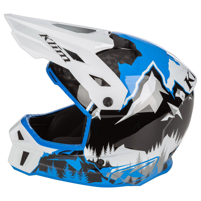 Klim F3 Carbon Helmet ECE - Non-Current - DNA Electric Blue Lemonade - White, view 3