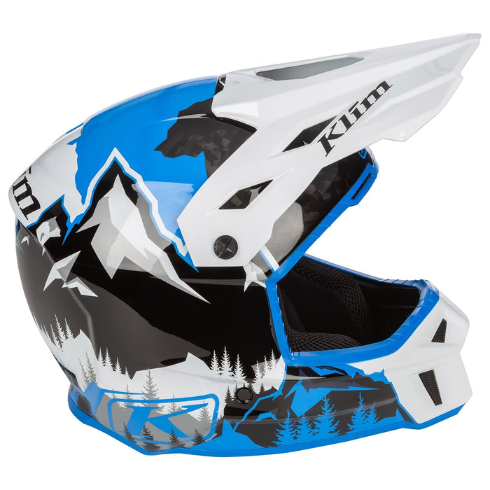 Klim F3 Carbon Helmet ECE - Non-Current - DNA Electric Blue Lemonade - White, view 4