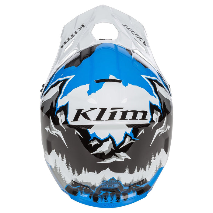 Klim F3 Carbon Helmet ECE - Non-Current - DNA Electric Blue Lemonade - White, view 6