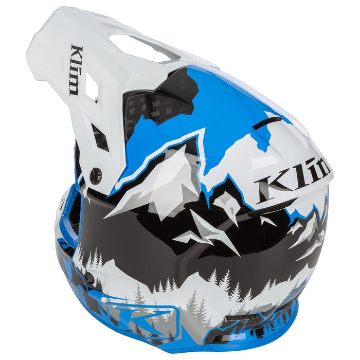 Klim F3 Carbon Helmet ECE - Non-Current - DNA Electric Blue Lemonade - White, view 7