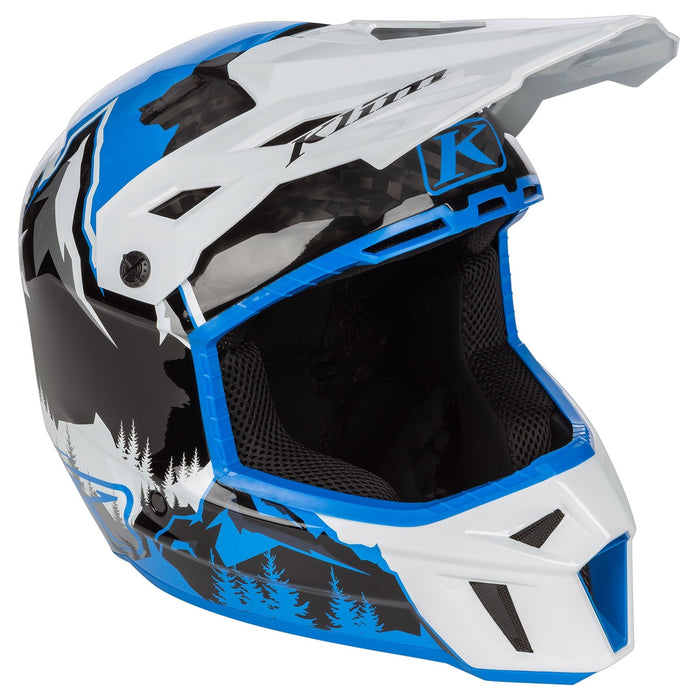 Klim F3 Carbon Helmet ECE - Non-Current - DNA Electric Blue Lemonade - White, view 8