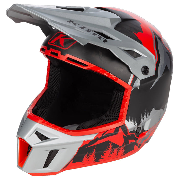 Klim F3 Carbon Helmet ECE - DNA Fiery Red - Monument Gray, front view