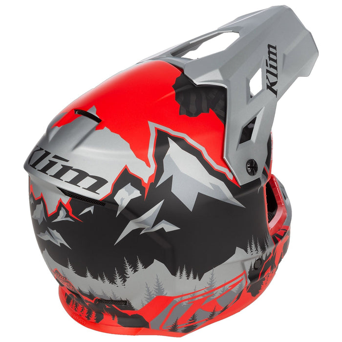 Klim F3 Carbon Helmet ECE - DNA Fiery Red - Monument Gray, view 2