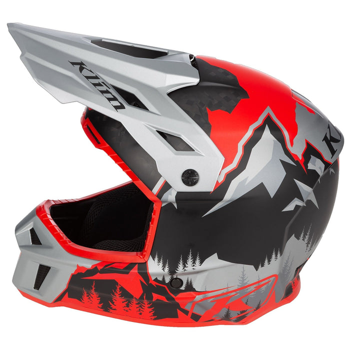 Klim F3 Carbon Helmet ECE - DNA Fiery Red - Monument Gray, view 3