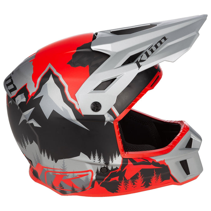 Klim F3 Carbon Helmet ECE - DNA Fiery Red - Monument Gray, view 4