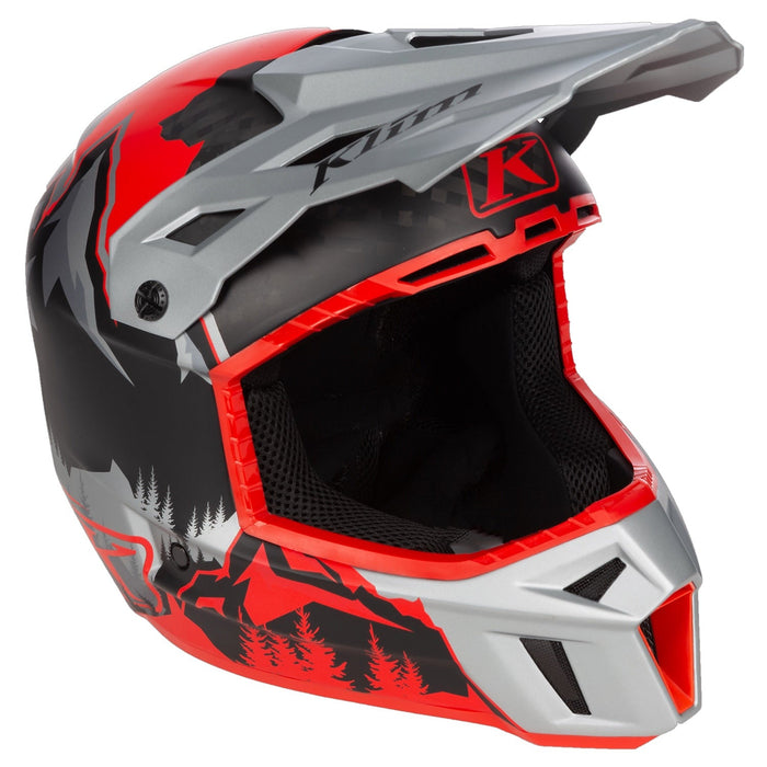 Klim F3 Carbon Helmet ECE - DNA Fiery Red - Monument Gray, view 7