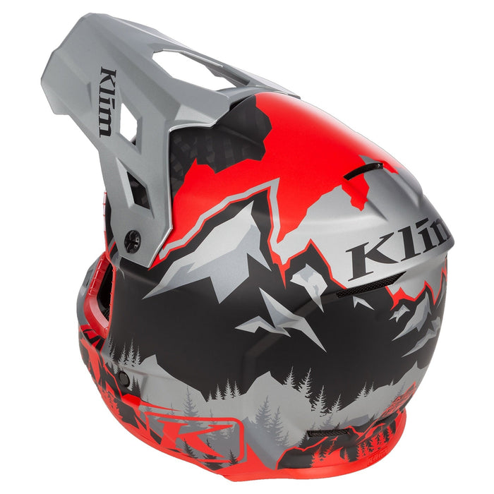 Klim F3 Carbon Helmet ECE - DNA Fiery Red - Monument Gray, view 8