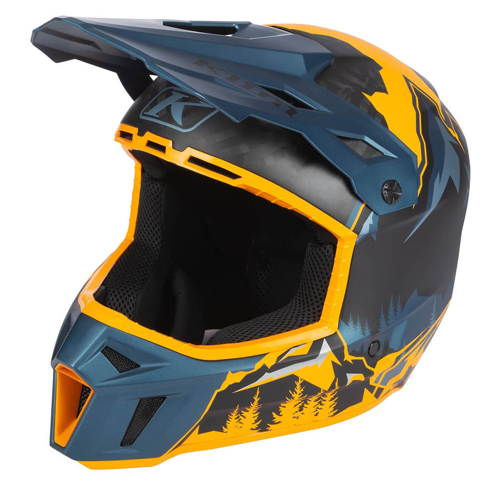 Klim F3 Carbon Helmet ECE - DNA Sunrise - Petrol, front view