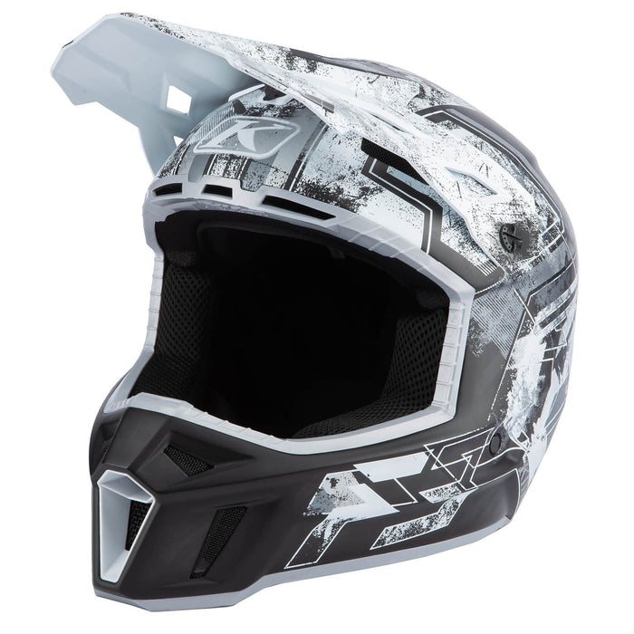 Klim F3 Carbon Helmet ECE - Non-Current - Unruly Black - White, front view