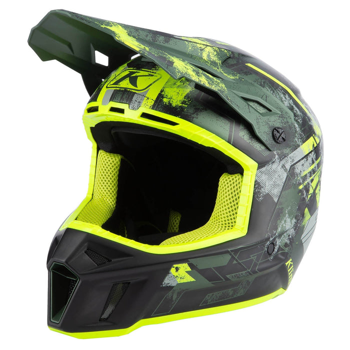 Klim F3 Carbon Helmet ECE - Non-Current - Unruly Kombu Green - Hi-Vis, front view
