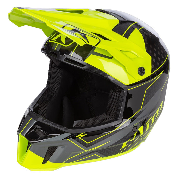 Klim F3 Carbon Helmet ECE - Non-Current - Velocity Black - Hi-Vis, front view
