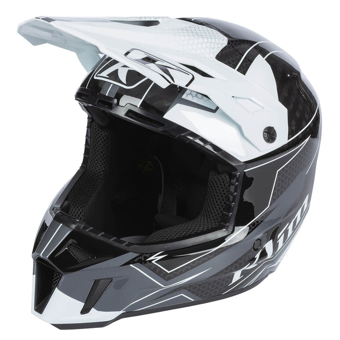 Klim F3 Carbon Helmet ECE - Velocity Black - White, front view
