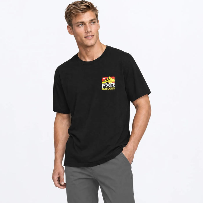 FXR Mens Mountain Premium T-Shirt - Black/Tang, front view