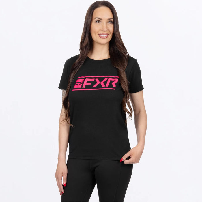 FXR Womens Victory Premium T-Shirt - Black/Razz, front view