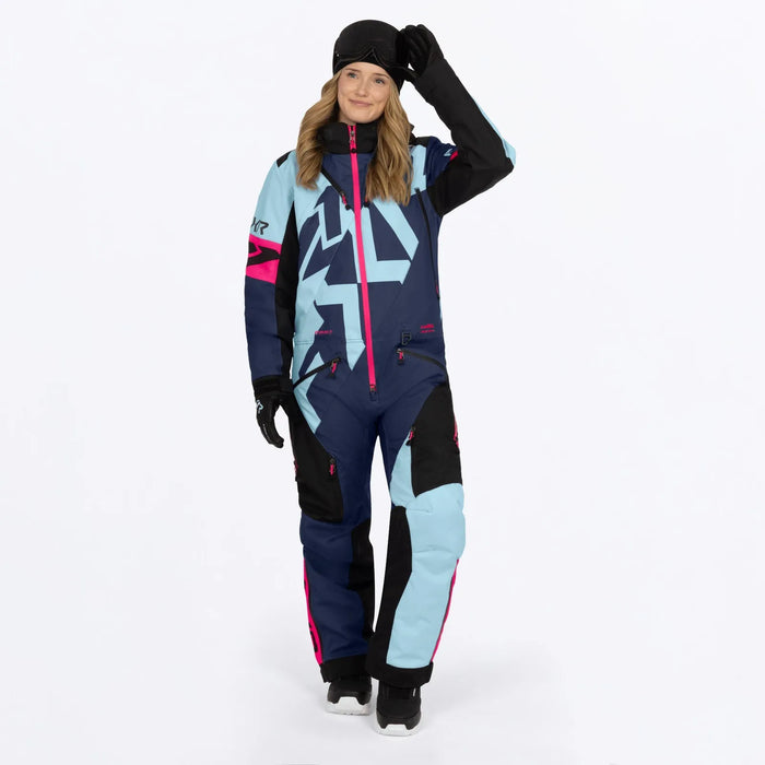 FXR Womens Cold Cross CX F.A.S.T. Monosuit - Midnight/Maui/Razz, front view