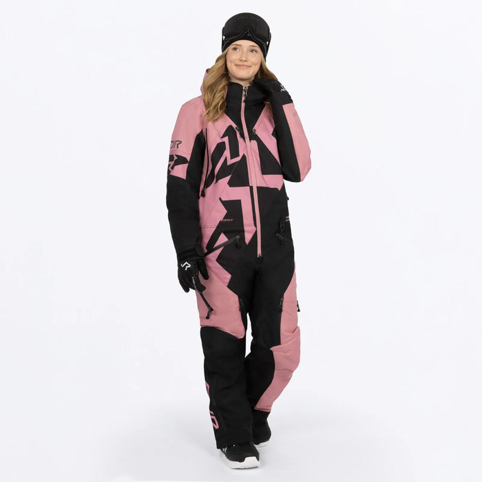 FXR Womens Cold Cross CX F.A.S.T. Monosuit - Black/Rose, front view