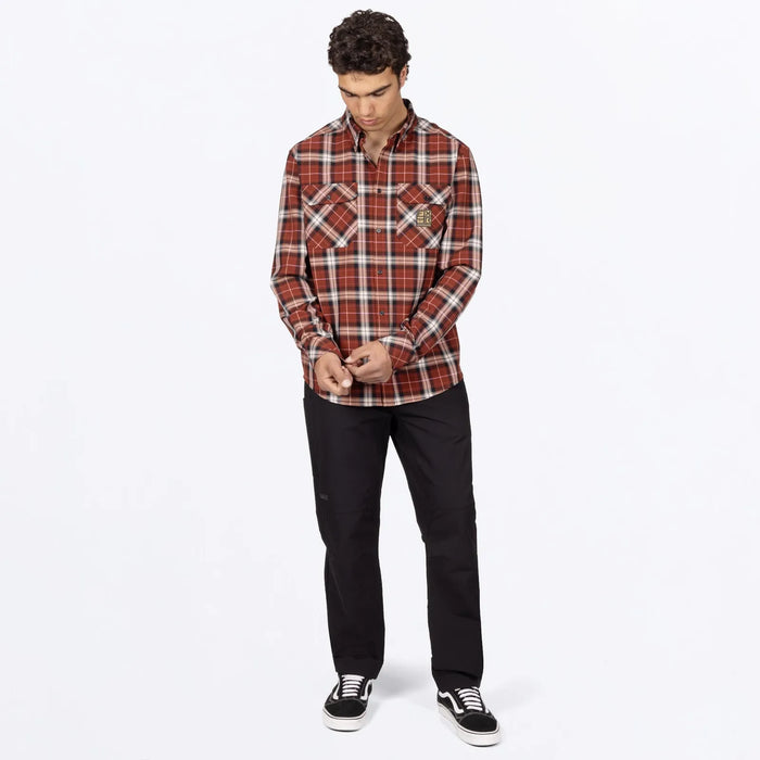 FXR Mens HD Flannel Shirt - Maroon/Navy, view 3